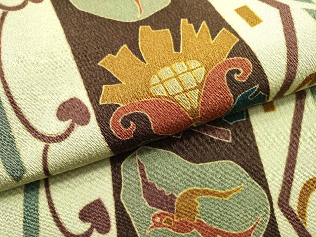 平和屋着物●全通柄九寸開き名古屋帯　京楽友禅　花鳥文　鬼しぼ縮緬　正絹　逸品　DABE1238op