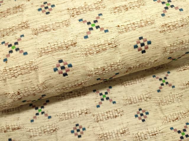平和屋着物●八寸名古屋帯　花織　めがね織　抽象文様　正絹　逸品　未使用　DABE1243op