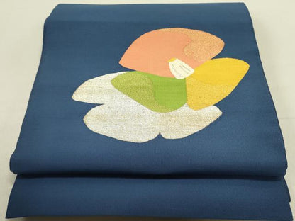 平和屋着物●爪掻き本綴れ　八寸名古屋帯　草花　金銀糸　正絹　逸品　DABE1244op