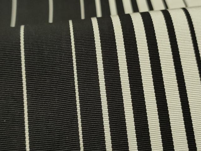 平和屋着物●本場筑前博多織　半幅帯　変わり間道　黒地　正絹　逸品　DABE1257op