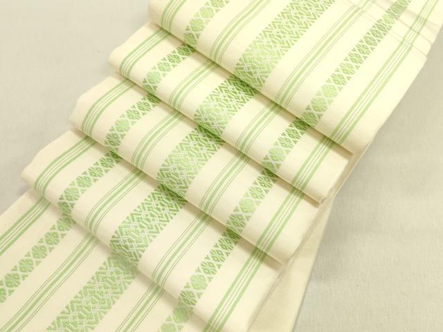 平和屋着物▼本場筑前博多織　半幅帯　献上　証紙付き　正絹　逸品　DABE1260op