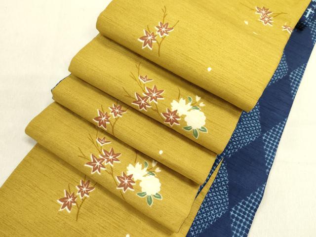 平和屋着物●両面　半幅帯　舞桜　枝楓文　DABE1268op