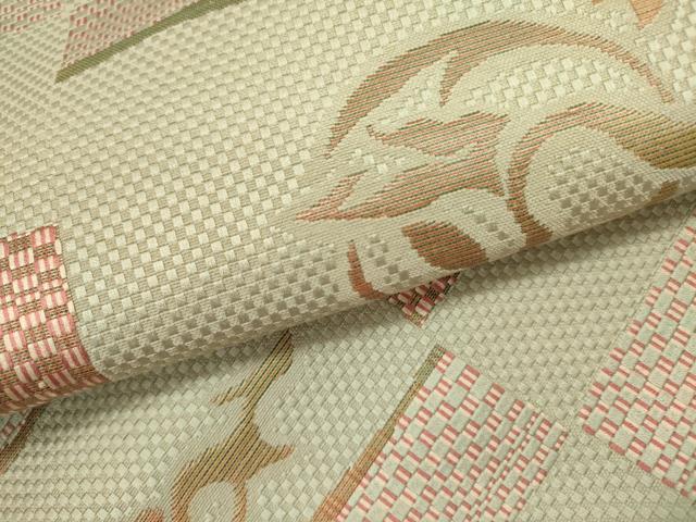 平和屋着物●本場筑前博多織　八寸名古屋帯　横段草花文　正絹　逸品　DABE1280op