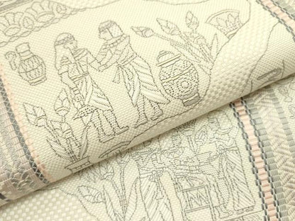 平和屋着物●本場筑前博多織　八寸名古屋帯　エジプト壁画文様　正絹　逸品　未使用　DABE1283op