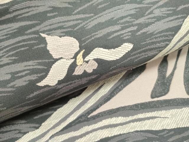 平和屋着物●本場筑前博多織　八寸名古屋帯　流水花文　正絹　逸品　DABE1285op