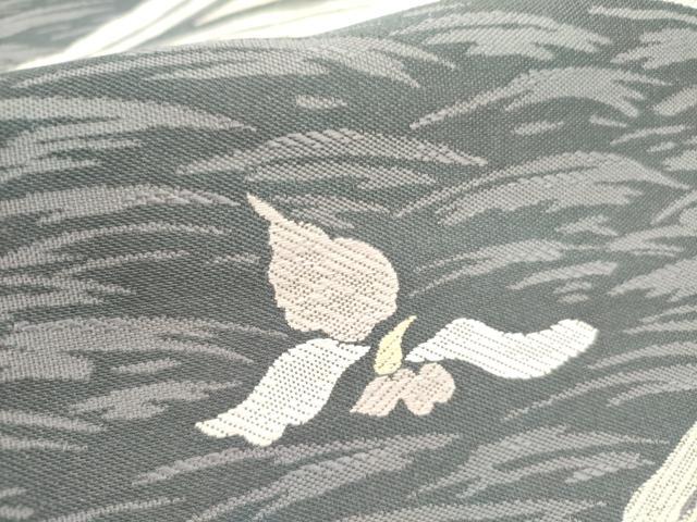 平和屋着物●本場筑前博多織　八寸名古屋帯　流水花文　正絹　逸品　DABE1285op