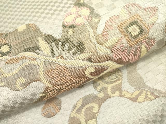 平和屋着物●本場筑前博多織　八寸名古屋帯　枝花　正絹　逸品　未使用　DABE1287op