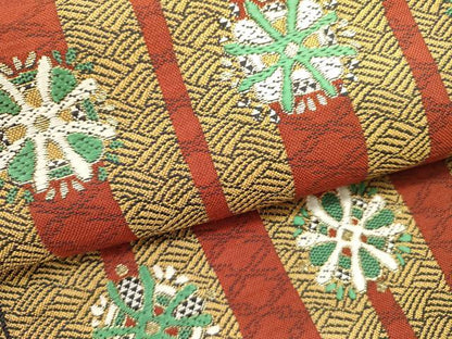 平和屋着物●本場筑前博多織　八寸名古屋帯　抽象花文　金糸　正絹　逸品　未使用　DABE1288op