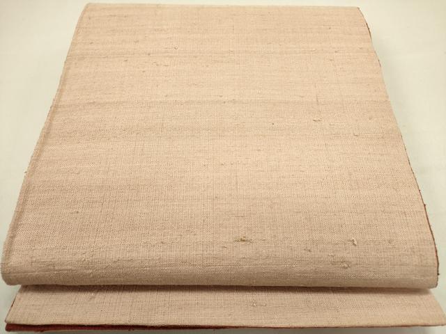 平和屋着物●両面　全通柄京袋帯　生紬　灰桜色×栗色　正絹　逸品　DABE1297op