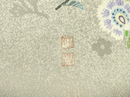 平和屋着物●人間国宝・羽田登喜男　九寸名古屋帯　鴛鴦花文　金銀彩　鬼しぼ縮緬　正絹　逸品　未使用　DABE1298op