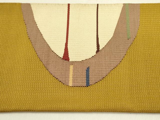 平和屋着物●八寸名古屋帯　すくい織　抽象文様　正絹　逸品　DABE1299op