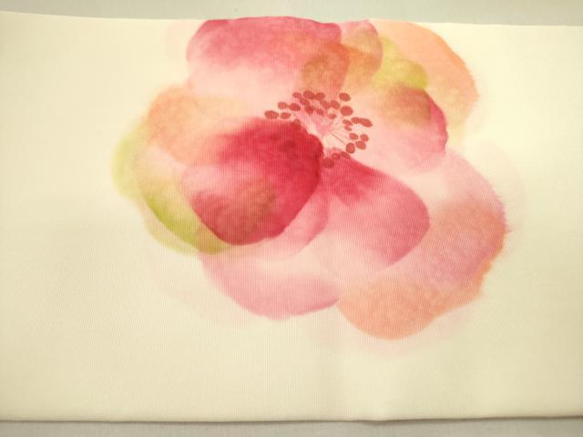 平和屋着物●塩瀬　九寸名古屋帯　舞花　ろうけつ染め　正絹　逸品　未使用　DABE1300op