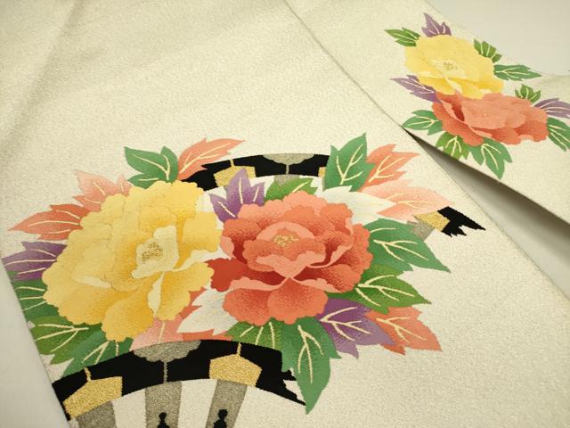 平和屋着物●爪掻き本綴れ　八寸名古屋帯　牡丹　金糸　正絹　逸品　DABE1302op