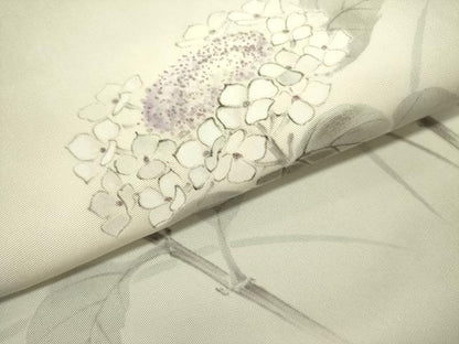 平和屋着物●塩瀬　九寸名古屋帯　作家物　手描き　紫陽花　正絹　逸品　DABE1307op