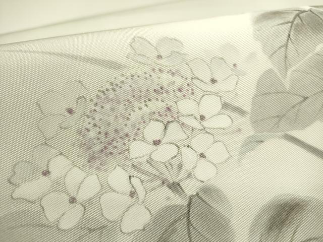 平和屋着物●塩瀬　九寸名古屋帯　作家物　手描き　紫陽花　正絹　逸品　DABE1307op 平和屋着物○塩瀬 九寸名古屋帯 作家物 手描き 紫陽花 正絹 逸品