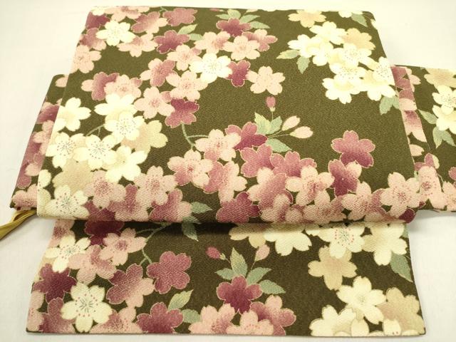 平和屋着物●つけ帯　枝桜　金彩　鬼しぼ縮緬　DABE1314op