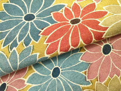 平和屋着物●全通柄九寸名古屋帯　紬地　型染　菊　逸品　DABE1316op