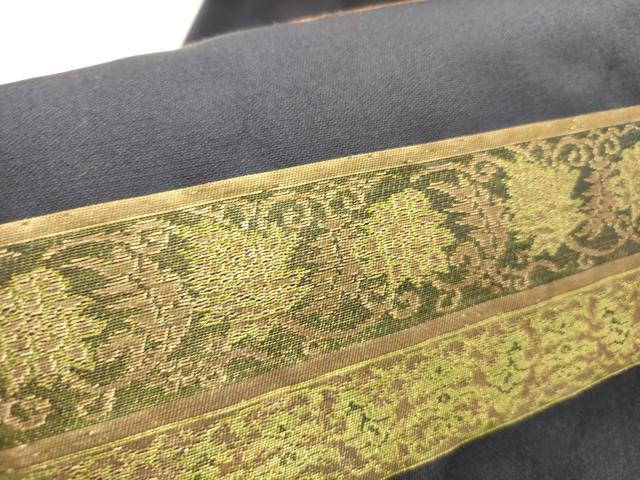 平和屋着物●九寸名古屋帯　横段更紗花文　金糸　正絹　逸品　DABE1319op