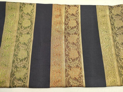 平和屋着物●九寸名古屋帯　横段更紗花文　金糸　正絹　逸品　DABE1319op