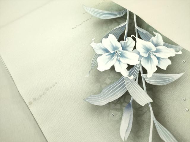 平和屋着物●夢琳派の世界　灘景翔　両面　太鼓柄袋帯　ユリ　百合　正絹　逸品　DABE1327op