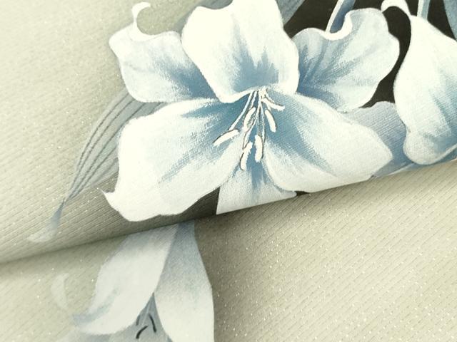 平和屋着物●夢琳派の世界　灘景翔　両面　太鼓柄袋帯　ユリ　百合　正絹　逸品　DABE1327op