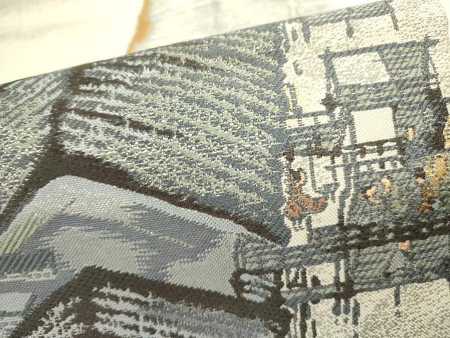 平和屋着物●六通柄袋帯　人物風景文　金糸　正絹　逸品　DABE1339op