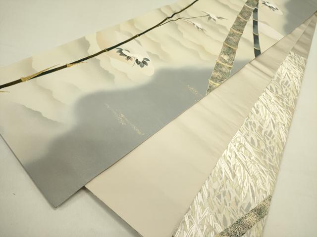 平和屋着物●六通柄袋帯　響　雪持花鳥文　竹　金糸　正絹　逸品　DABE1341op