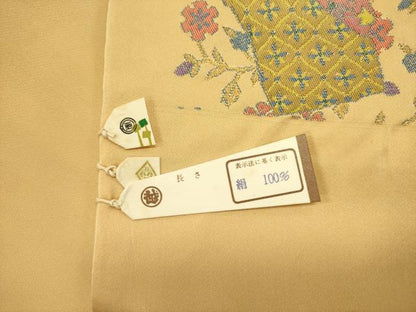 平和屋着物●西陣　華陽謹製　六通柄袋帯　草花　金糸　三越扱い　証紙付き　正絹　逸品　DABE1344op