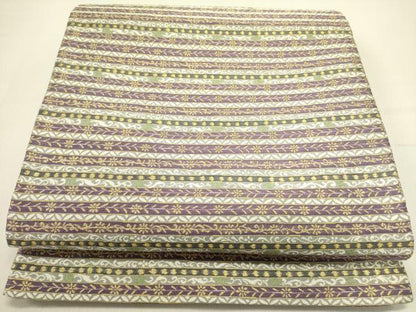 平和屋着物●六通柄袋帯　横段花文　金糸　正絹　逸品　DABE1350op