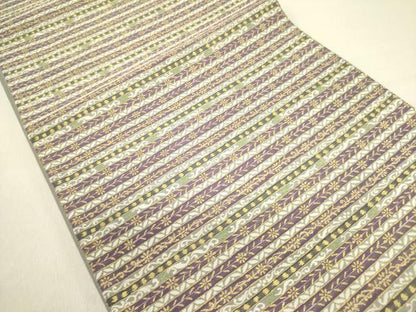 平和屋着物●六通柄袋帯　横段花文　金糸　正絹　逸品　DABE1350op