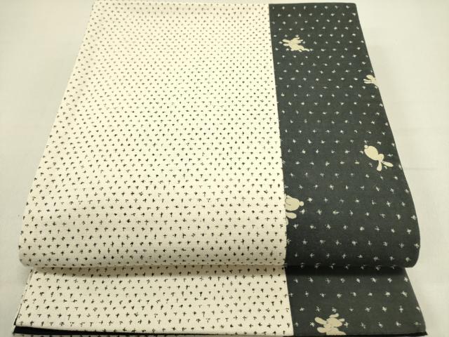 平和屋着物●全通柄京袋帯　跳び兎　綿　逸品　DABE1351op