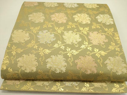 平和屋着物●六通柄袋帯　更紗花唐草文　金糸　正絹　逸品　DABE1358op