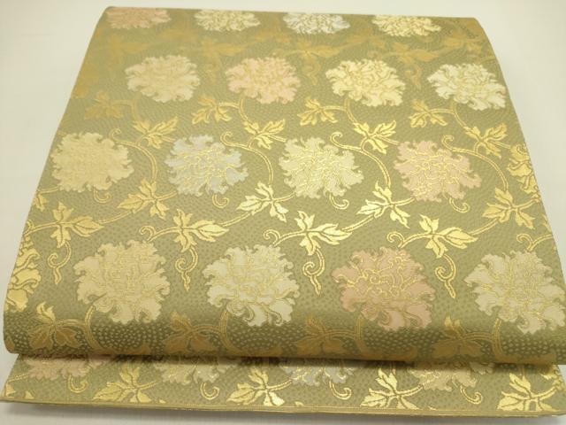 平和屋着物●六通柄袋帯　更紗花唐草文　金糸　正絹　逸品　DABE1358op