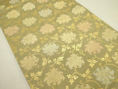 平和屋着物●六通柄袋帯　更紗花唐草文　金糸　正絹　逸品　DABE1358op