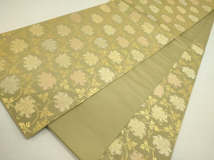平和屋着物●六通柄袋帯　更紗花唐草文　金糸　正絹　逸品　DABE1358op