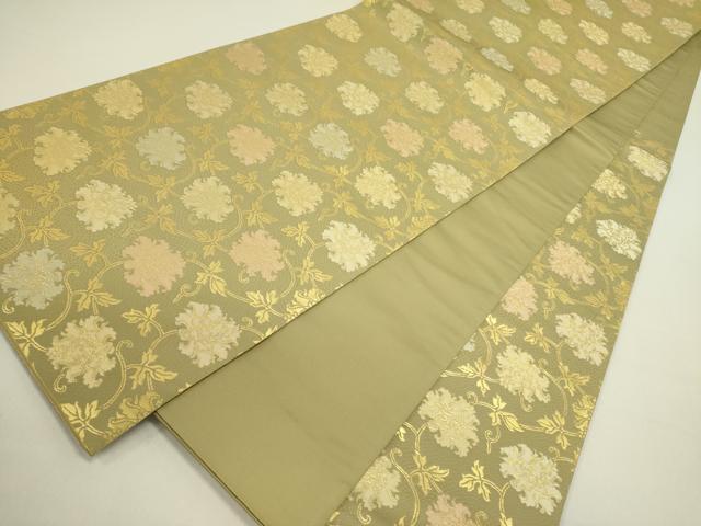 平和屋着物●六通柄袋帯　更紗花唐草文　金糸　正絹　逸品　DABE1358op