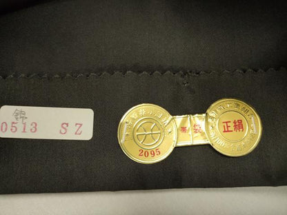 平和屋着物●西陣　六通柄袋帯　唐織　草花芝文　黒地　証紙付き　正絹　逸品　未使用　DABE1359op