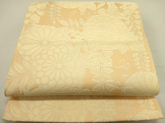 平和屋着物●西陣　白綾苑大庭　六通柄袋帯　唐織　菊　正絹　逸品　DABE1363op