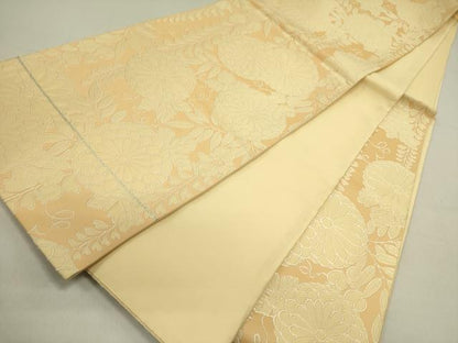 平和屋着物●西陣　白綾苑大庭　六通柄袋帯　唐織　菊　正絹　逸品　DABE1363op