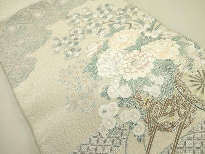 平和屋着物●綴れ　太鼓柄袋帯　花車文　金彩　正絹　逸品　DABE1365op