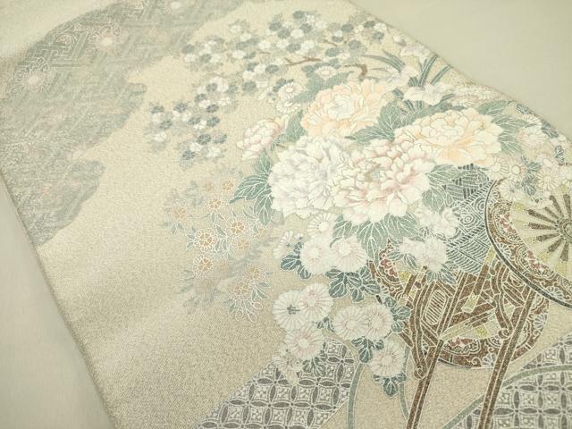 平和屋着物●綴れ　太鼓柄袋帯　花車文　金彩　正絹　逸品　DABE1365op