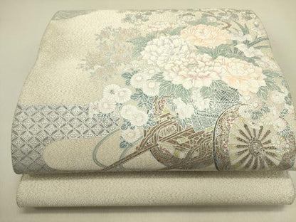 平和屋着物●綴れ　太鼓柄袋帯　花車文　金彩　正絹　逸品　DABE1365op