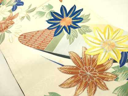 平和屋着物●アンティーク　大正ロマン　全通柄京袋帯　駒刺繍　花舟文　正絹　逸品　DABE1371op