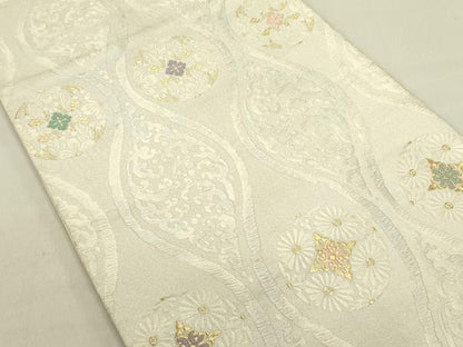 平和屋着物●六通柄袋帯　唐織　立涌花文　金糸　正絹　逸品　DABE1372op