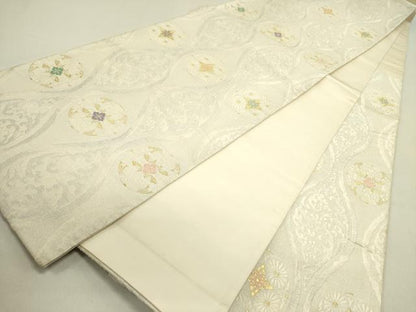 平和屋着物●六通柄袋帯　唐織　立涌花文　金糸　正絹　逸品　DABE1372op