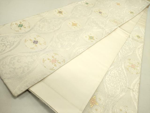 平和屋着物●六通柄袋帯　唐織　立涌花文　金糸　正絹　逸品　DABE1372op