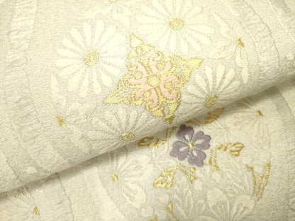 平和屋着物●六通柄袋帯　唐織　立涌花文　金糸　正絹　逸品　DABE1372op