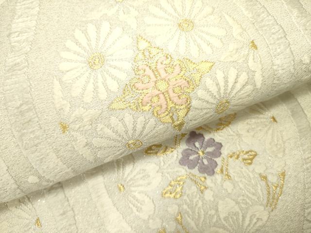 平和屋着物●六通柄袋帯　唐織　立涌花文　金糸　正絹　逸品　DABE1372op