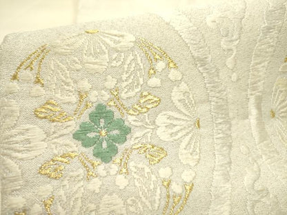 平和屋着物●六通柄袋帯　唐織　立涌花文　金糸　正絹　逸品　DABE1372op