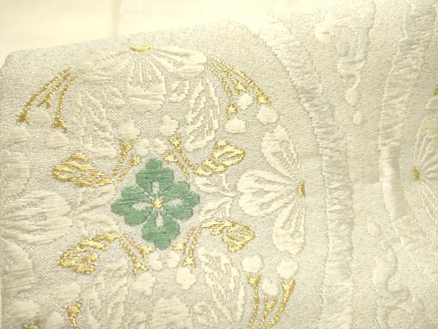 平和屋着物●六通柄袋帯　唐織　立涌花文　金糸　正絹　逸品　DABE1372op
